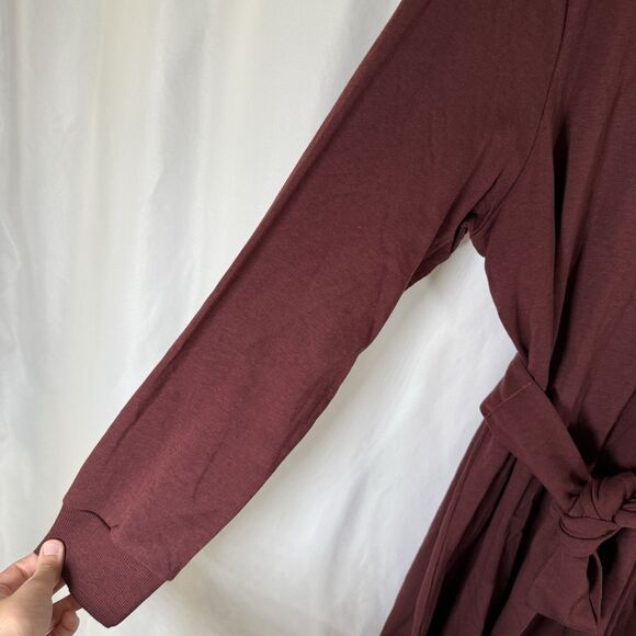 New Torrid Dress Women's 2 2X Red Long Sleeve Belted Pocketless Cotton Blend - Picture 4 of 11